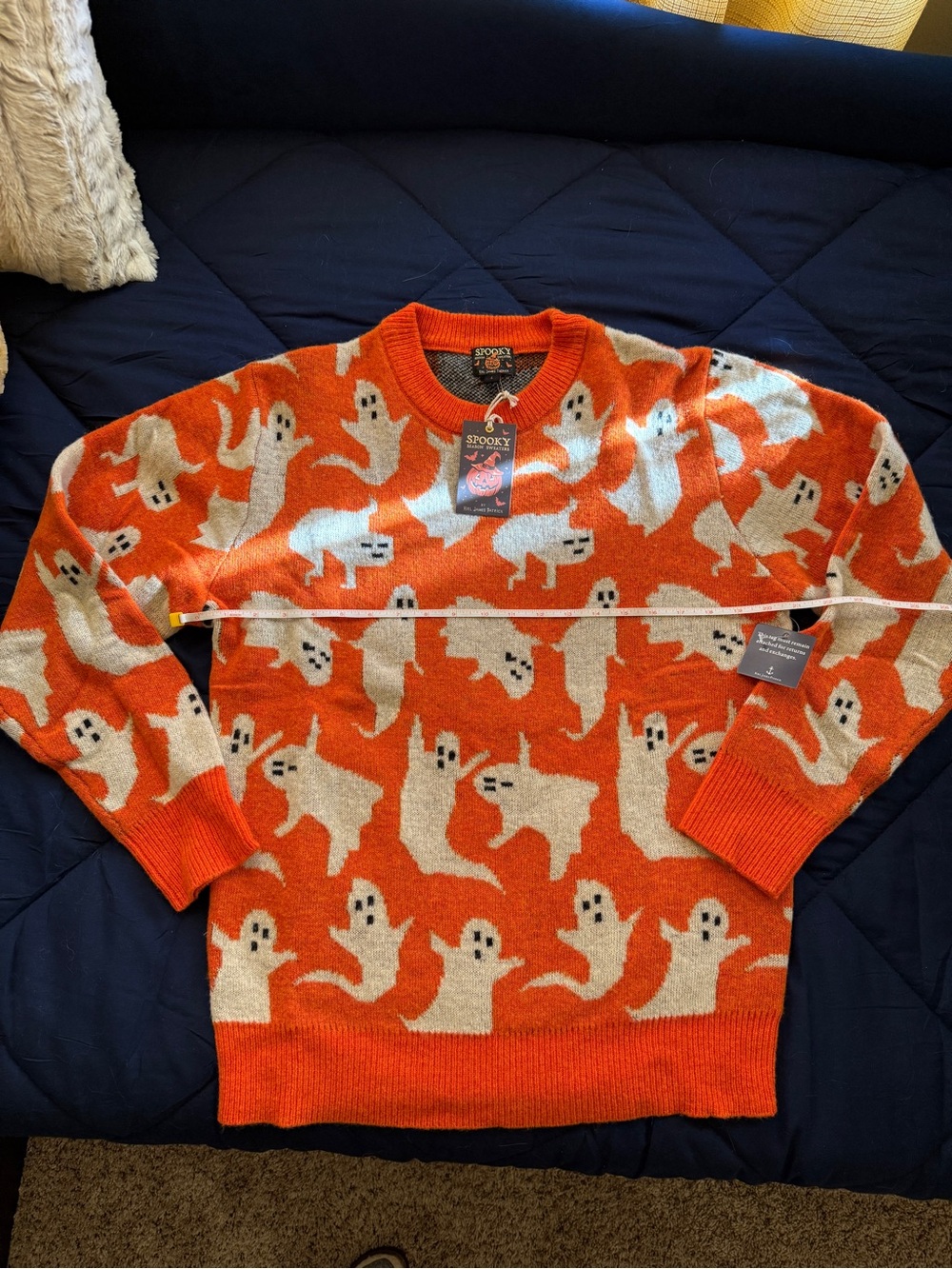 Women’s KJP Kiel James Patrick Wool Knit Halloween Ghost Sweater Large NWT